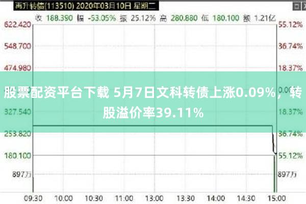 股票配资平台下载 5月7日文科转债上涨0.09%，转股溢价率39.11%